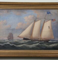 19Th Century John Knight Oil On Canvas Pilot Boat Painting